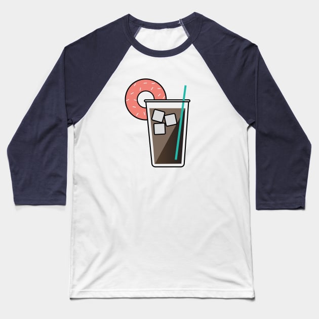 Iced Coffee with a Donut Baseball T-Shirt by EmilyK